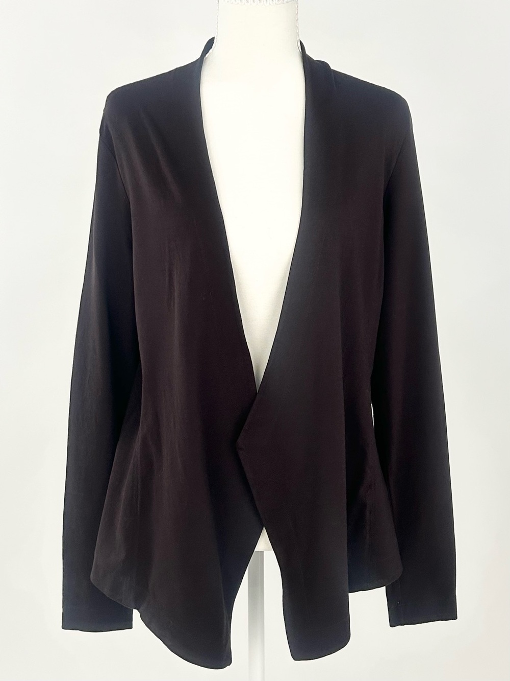 Eileen Fisher Espresso Brown Draped Open Front Jersey Jacket Size S